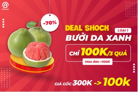 DeaI hot trở lại: Combo 3 quả bưởi da xanh Hoàng Quý chỉ 100K.