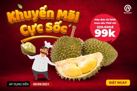 Deal sốc: Mua sầu riêng Thái Monthong chỉ 99K/1 quả từ 2Kg. Rẻ hơn 50%