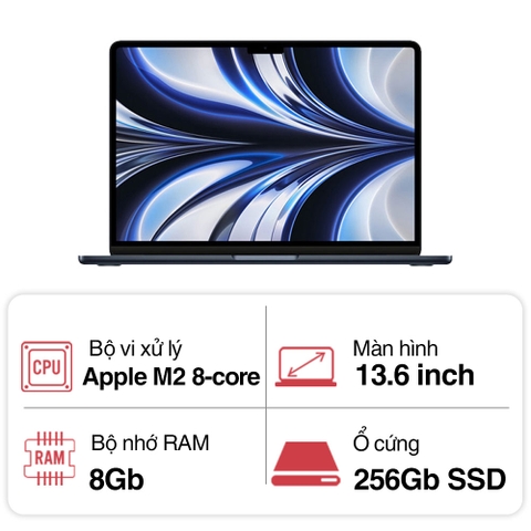 Laptop Apple Macbook Air M2 MLY33SA/A (8 core CPU/ 8 core GPU/ 8GB/ 256GB/ 13.6Inch/ Mac OS/ Midnight)