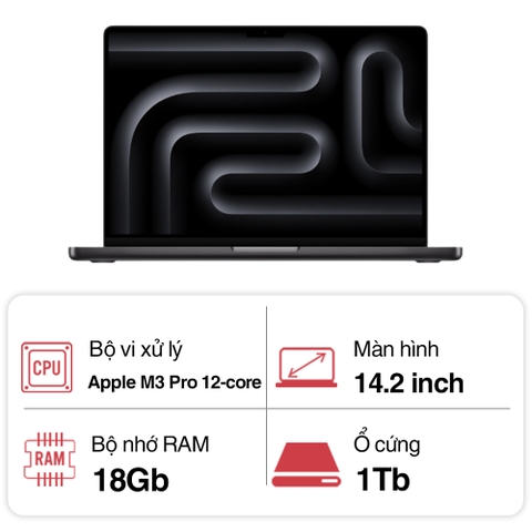 Laptop Apple Macbook Pro M3 Pro MRX43SA/A (12 Core/ 18Gb/ 1TB SSD/ 14.2Inch/ Space Black)