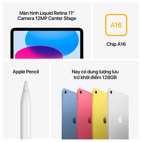 Máy tính bảng Apple iPad (A16) 11 inch Wi-Fi + Cellular 128GB SILVER MD7F4ZA/A - Chính hãng Apple Việt Nam