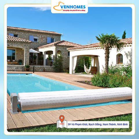 Mái Che Hồ Bơi Tự Động Dạng Tấm Nhựa Cuốn