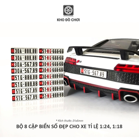 Bộ 8 cặp biển VIP cho mô hình xe hơi tỉ lệ 1:18 và 1:24
