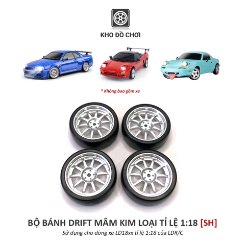 Bộ 4 chiếc bánh Drift mâm kim loại lắp cho xe LD1899 tỉ lệ 1:18