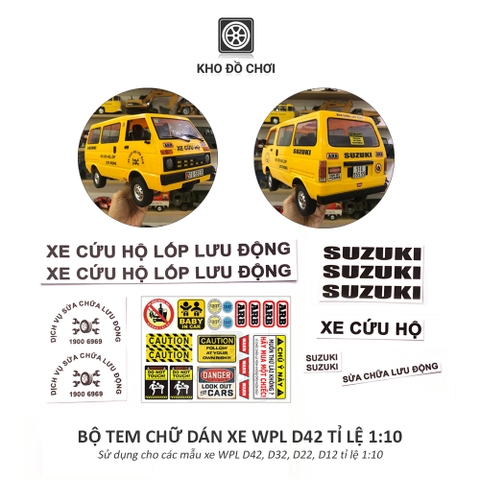 Bộ tem chữ XE CỨU HỘ, XE THƯ BÁO dán xe WPL 42, D32, D22, D12 tỉ lệ 1:10