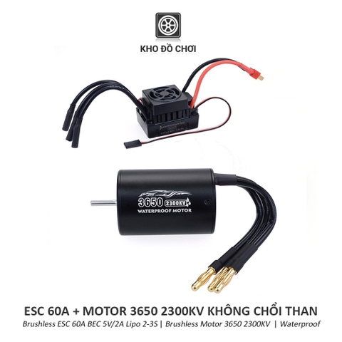 Mạch điều khiển ESC 60A và Motor 3650 2300KV không chổi than (Brushless) | Chống nước