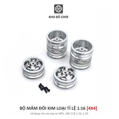 Bộ mâm đôi kim loại lắp cho xe WPL, JJRC tỉ lệ 1:16