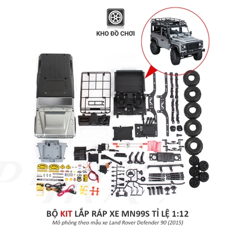 KIT lắp ráp xe MN99s - Land Rover Defender 90 4x4 tỉ lệ 1:12 [TẶNG BIỂN + STICKER]