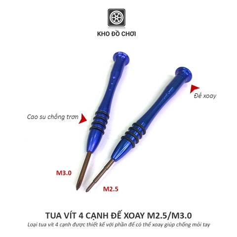 Tô vít 4 cạnh đế xoay chống mỏi, chống trơn (M2.5/ M3.0)
