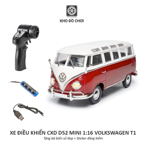 Ô tô điều khiển CXD D52 Mini Volkswagen T1 RWD tỉ lệ 1:16 - RTR [TẶNG BIỂN SỐ]