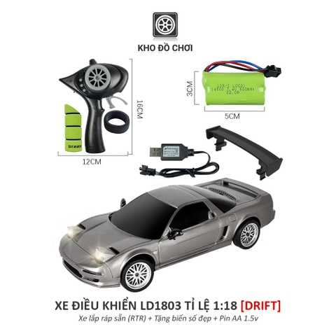 Ô tô điều khiển LDR/C LD1802W, LD1803 Drift Car tỉ lệ 1:18 - RTR [TẶNG BIỂN SỐ]