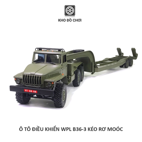 Ô tô điều khiển WPL B36-3 Ural Truck 6x6 kéo Semi Rơ moóc tỉ lệ 1:16 - RTR [TẶNG BIỂN + STICKER]