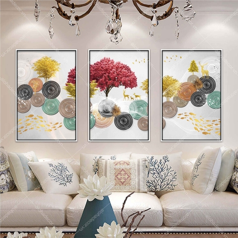 Set 3 Tranh Hươu Tài Lộc Treo Tường Phòng Khách Aloha Decor - Thế ...