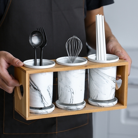 Bộ Ống Đựng Đũa Cẩm Thạch