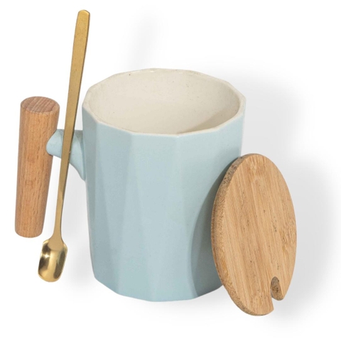 Cốc Sứ Tay Cầm Gỗ