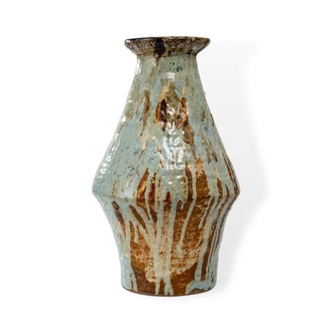 Bình Hoa Gốm Be Chạch - Men Lam Chảy </br> (C:36.5cm; M:12cm)