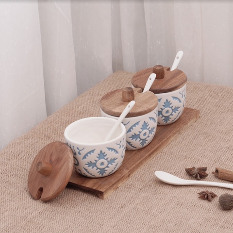 Hũ Đựng Gia Vị Nắp Gỗ Nhật Bản