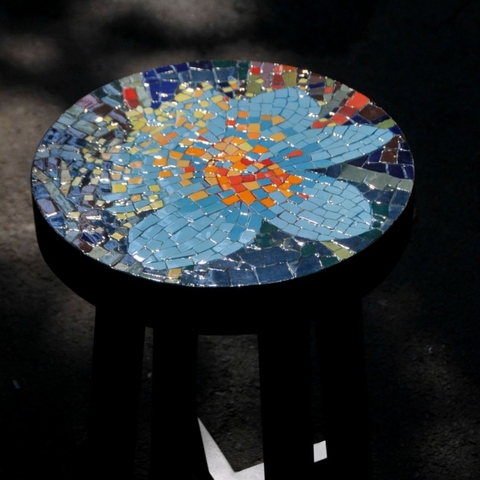 Đôn trang trí Mosaic Art phong cách cổ điển họa tiết hoa thạch anh