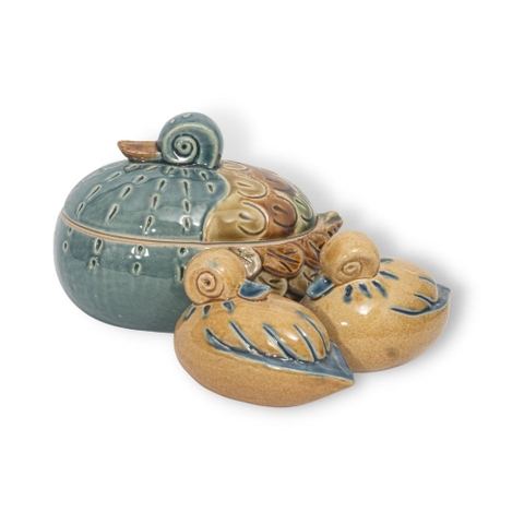 Hộp Đựng Mứt & Bánh Kẹo Hình Chú Vịt Mẹ & Con | Trang Trí Bàn Làm Việc | Decor Phòng Khách | Hũ Đựng Gia Vị (Gốm Sứ)