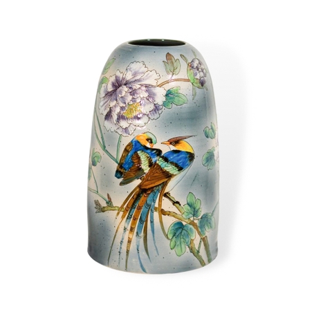 Bình Chuông Song Điểu Đậu Cành Mẫu Đơn