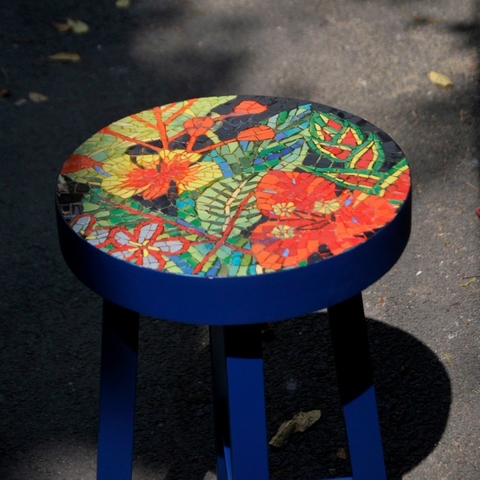 Đôn trang trí Mosaic Art phong cách cổ điển họa tiết vườn hoa