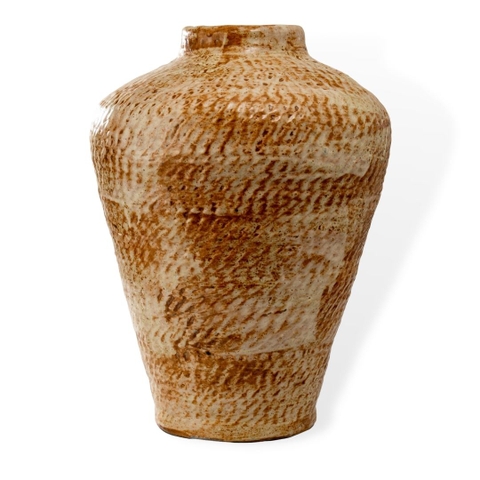 Bình Hoa Gốm Be Chạch - Men Mật Ong </br> (C:42cm; M:11cm)