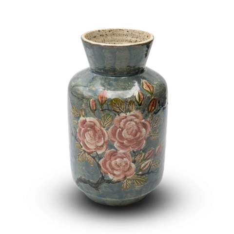 Bình Gốm Hoa Hồng Men Xanh