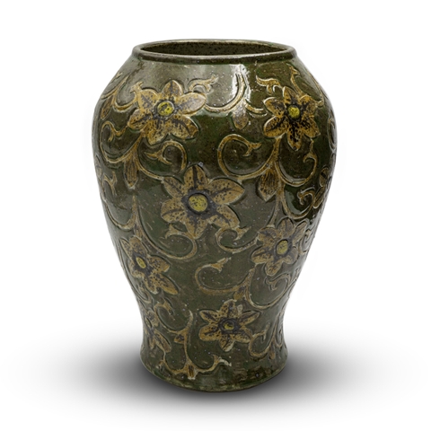 Bình Hoa Men Xanh Họa Tiết Hoa Dây