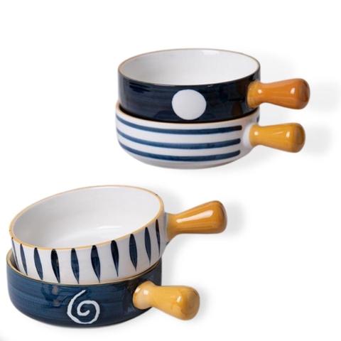 Bộ Đĩa, Bát, Khay Nướng Sứ Có Tay Cầm