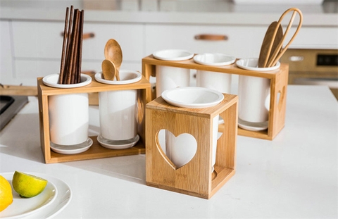 Bộ Ống Đựng Đũa Màu Trắng