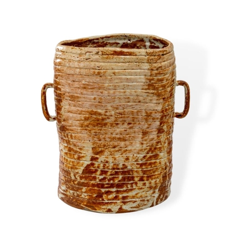 Bình Hoa Hình Chiếc Rỏ - Gốm Be Chạch Mật Ong </br> (C:27cm; M:18.5cm)