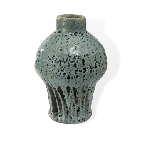 Bình Hoa Gốm Be Chạch - Men Lam Điểm Đen </br> (C:30cm; M:8cm)