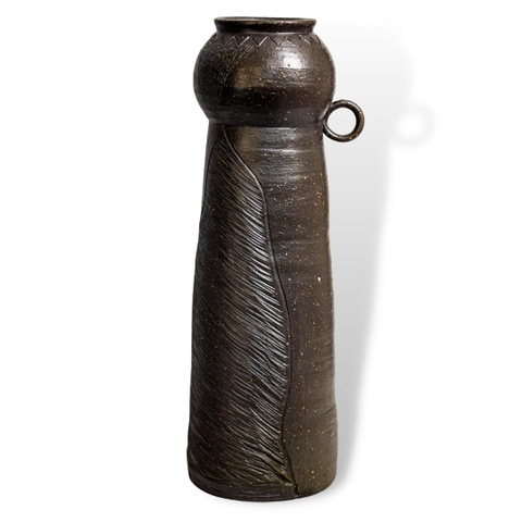 Bình Chuông Sành Dáng Búp Bê Họa Tiết Uốn Lượn