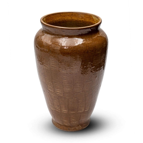 Bình Men Nâu Hoa Mẫu Đơn