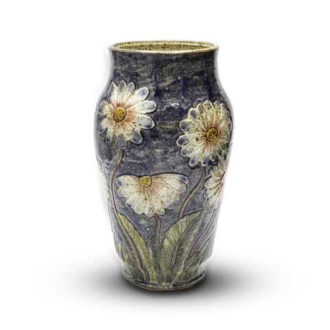 Bình Men Tiêu Tím Hoa Cúc Trắng