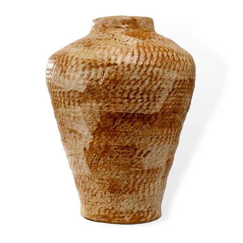 Bình Hoa Gốm Be Chạch - Men Mật Ong </br> (C:42cm; M:11cm)