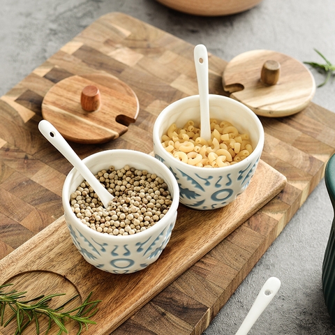 Hũ Đựng Gia Vị Nắp Gỗ Nhật Bản