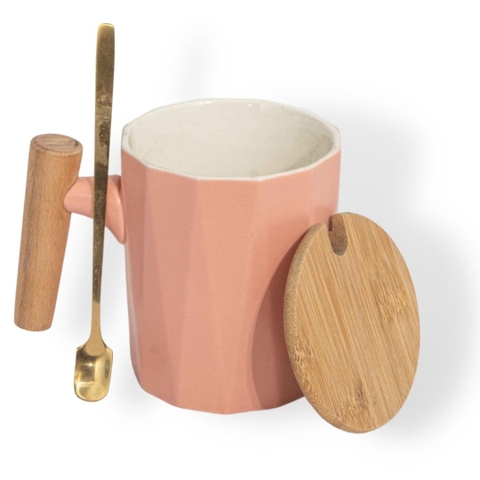 Cốc Sứ Tay Cầm Gỗ