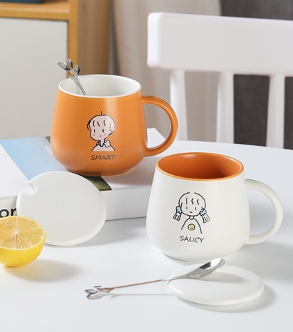 Cốc Sứ Hoạ Tiết Hoạ Hình Nam & Nữ (350ml)