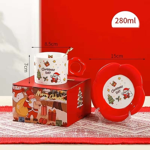 Tách Sứ Giáng Sinh Kèm Đĩa - Ông Già Noel