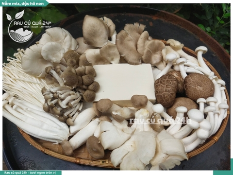 Nấm mix, đậu hũ non