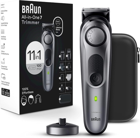 Tông đơ cắt tóc Braun All-in-One Style Kit Series 7, 11-in-1, 40 chế độ cài đặt độ dài