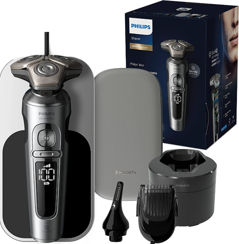 Máy Cạo Râu Cao Cấp Philips Shaver S9000 SP9885/35, Công Nghệ SkinIQ, Tấm sạc, Tỉa lông mũi...