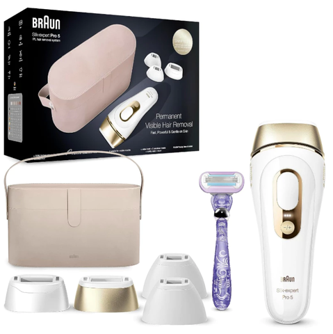 Máy triệt lông Braun IPL Silk·Expert Pro 5, IPL5347, 4 đầu triệt lông, triệt lông vĩnh viễn bằng laser tại nhà