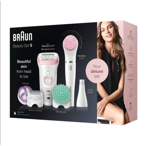 Bộ Máy Tẩy, Nhổ Lông Và Massage Spa Braun FaceSpa Silk-épil Beauty Set 9 9/985 BS