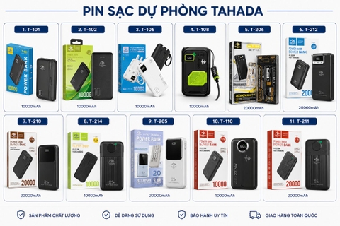 Top pin sạc dự phòng Tahada Đáng Mua 2026 – Giá Tốt, Sạc Nhanh