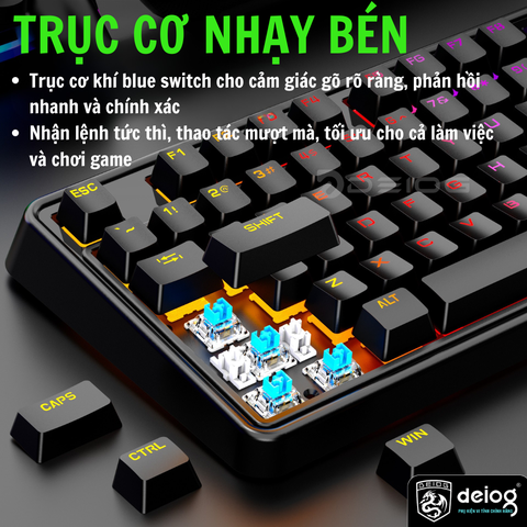 COMBO PHÍM CƠ CÓ DÂY CHÍNH HÃNG DEIOG AK-116