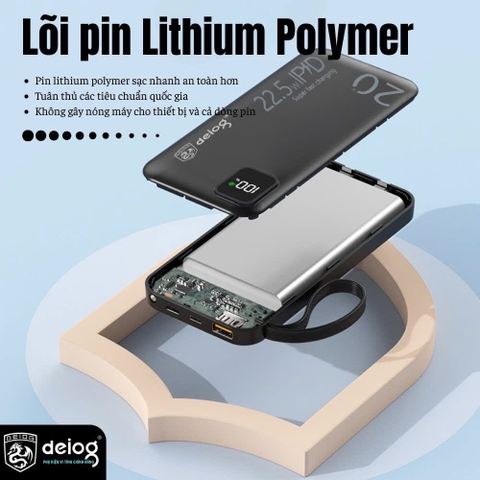 PIN SẠC DỰ PHÒNG CHÍNH HÃNG DEIOG DY-201 20.000MAH SẠC NHANH 22.5W