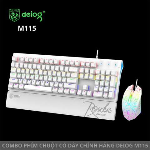 COMBO PHÍM CHUỘT CÓ DÂY CHÍNH HÃNG DEIOG M115 (TRẮNG)