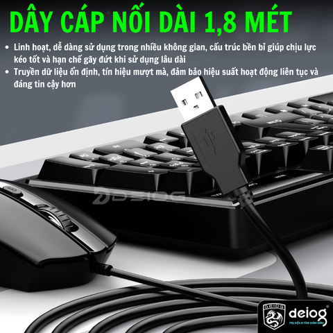 COMBO PHÍM CHUỘT CÓ DÂY CHÍNH HÃNG DEIOG DY-816